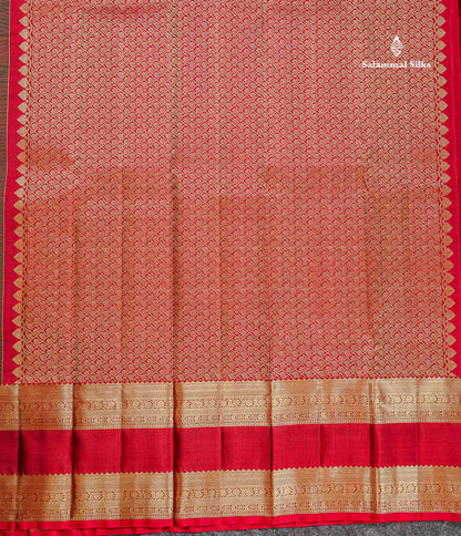 Pure Kanjivaram Silk Saree - Bottle Green Colour Body Checks With Butta & Contrast Maroon Gap Long Border