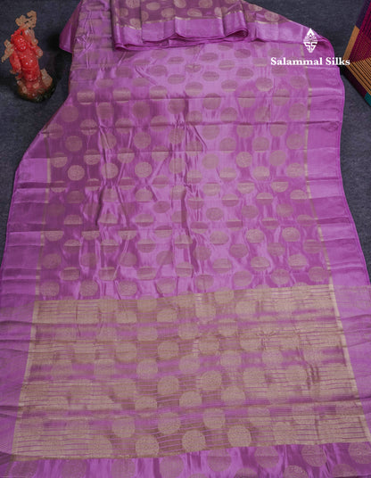 Beautiful Pink Shade Semi Raw Silk Saree With Fancy Border