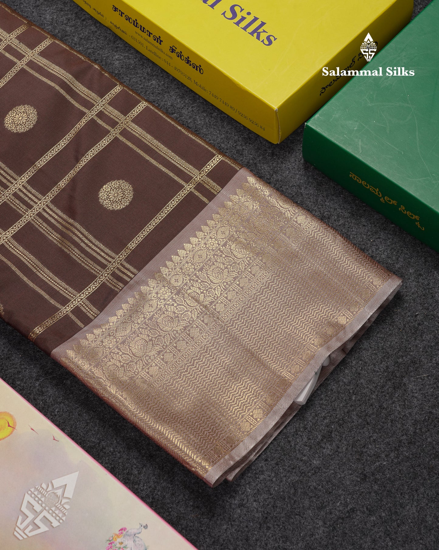 Beautiful Maroon Checks With Butta Cotton Mix Saree With Contrast Dark Peach Traditional Evening Morning Border