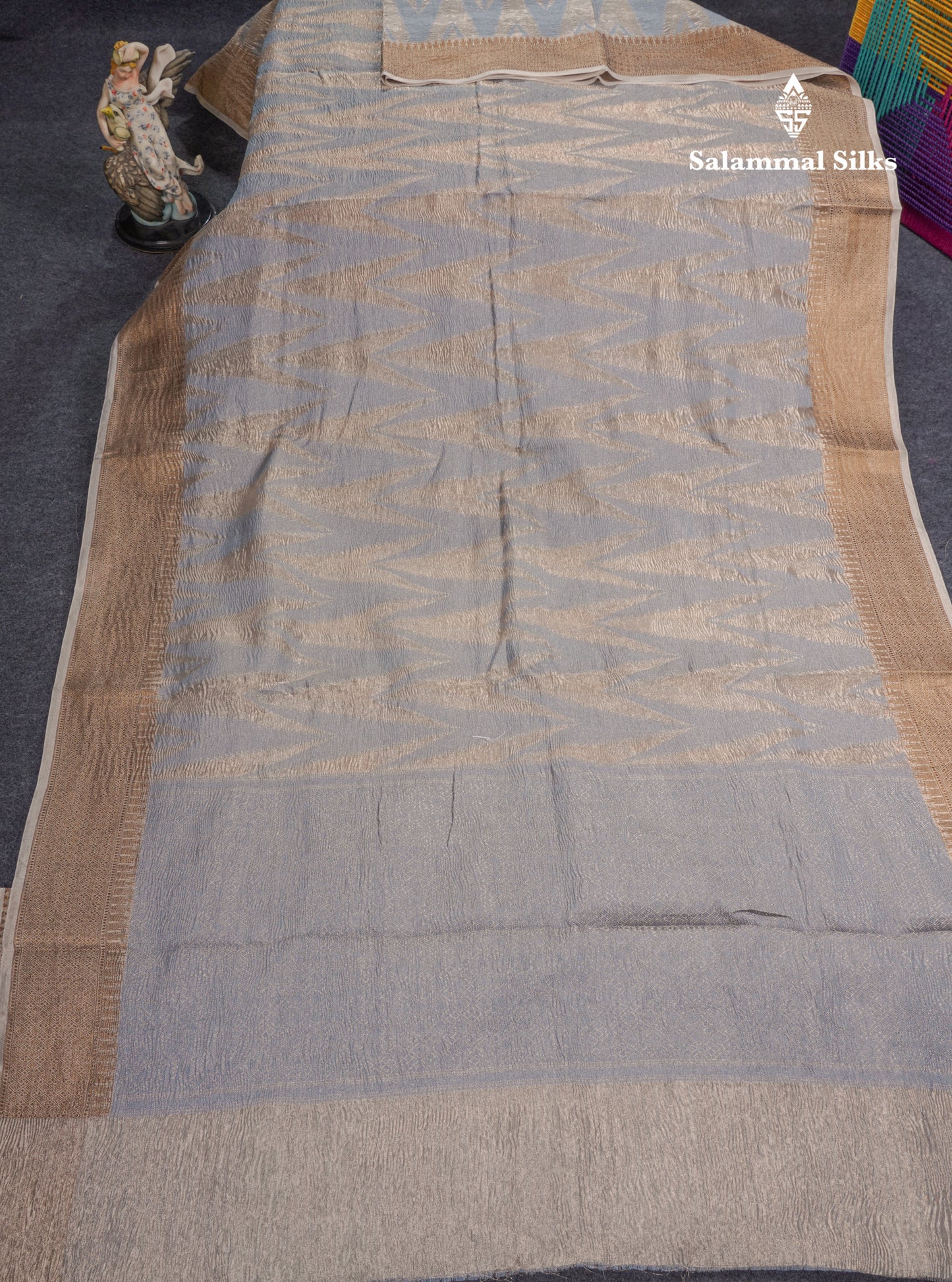 Sandal Premium Crush Fancy Saree with Traditional Border