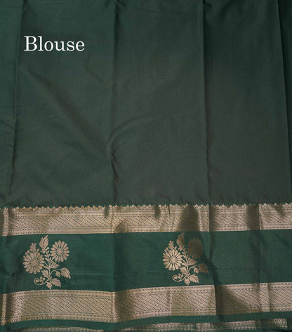 Beautiful Elaichi Green Zari Line With Butta Semi Silk Saree With Contrast Bottle Green Traditional Evening Morning Gap Border