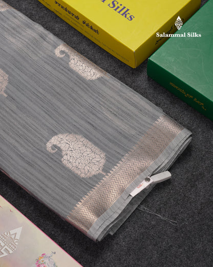 Beautiful Light Brown Jute Mix Saree With Small Fancy Border