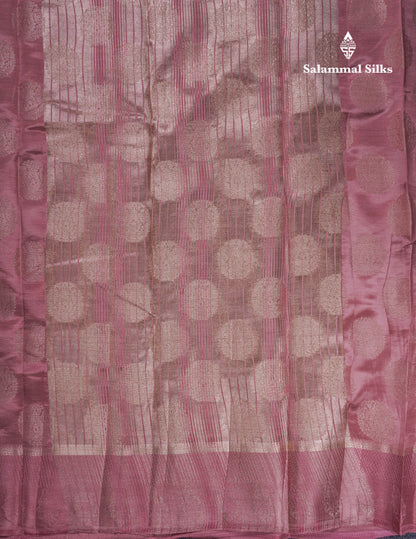 Beautiful Pink Shade Semi Raw Silk Saree With Fancy Border
