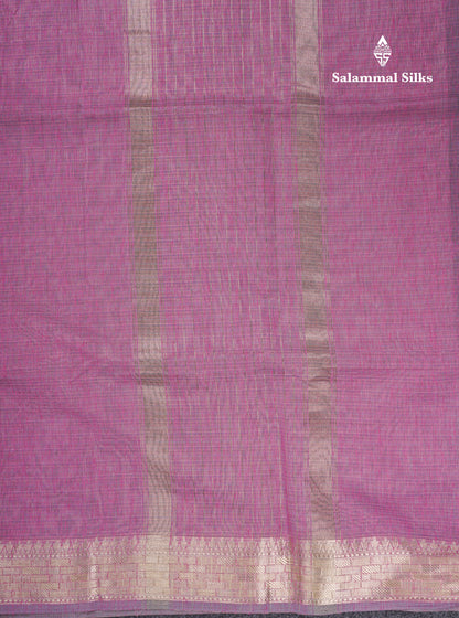 Light Lavender Linen Cotton Mix Fancy Saree With Blouse