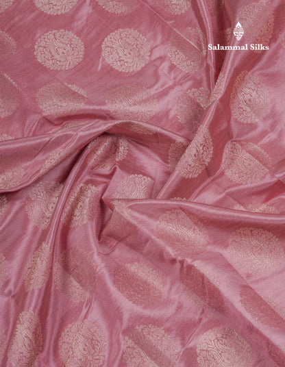 Beautiful Pink Shade Semi Raw Silk Saree With Fancy Border