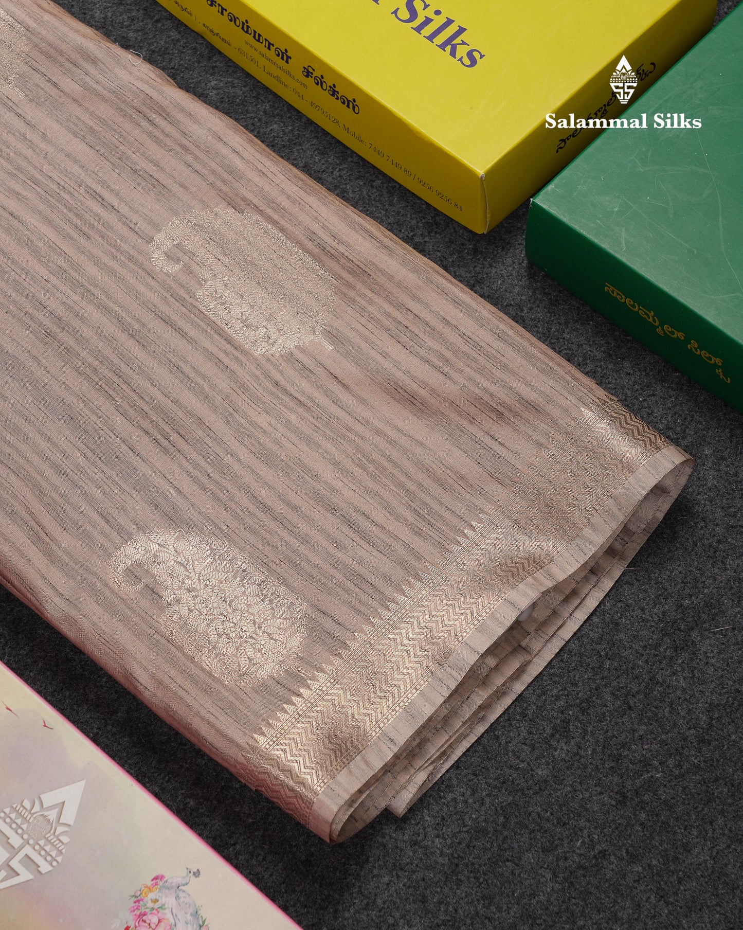 Beautiful Light Brown Jute Mix Saree With Small Fancy Border