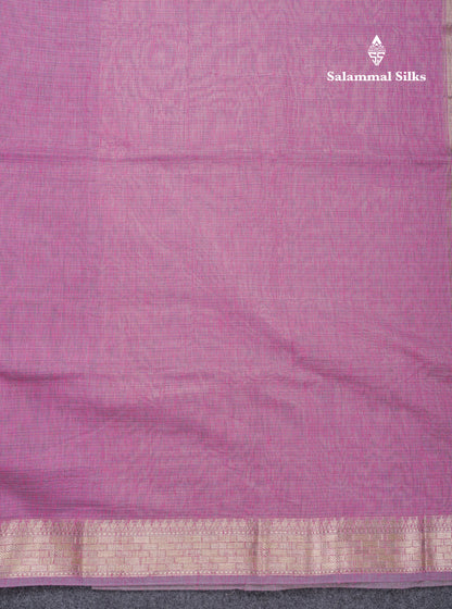 Light Lavender Linen Cotton Mix Fancy Saree With Blouse