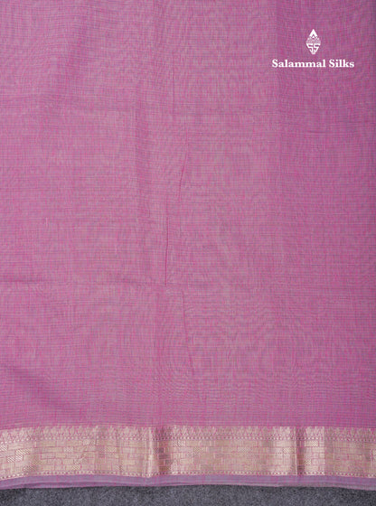 Light Lavender Linen Cotton Mix Fancy Saree With Blouse