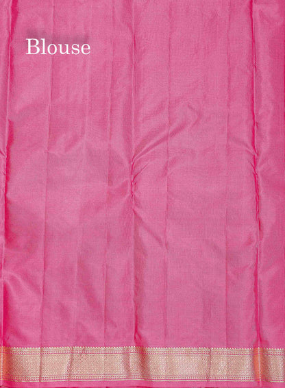 Pure Kanjivaram Silk Saree - Sapphire Green Colour Body Zari Buttas With Small Border