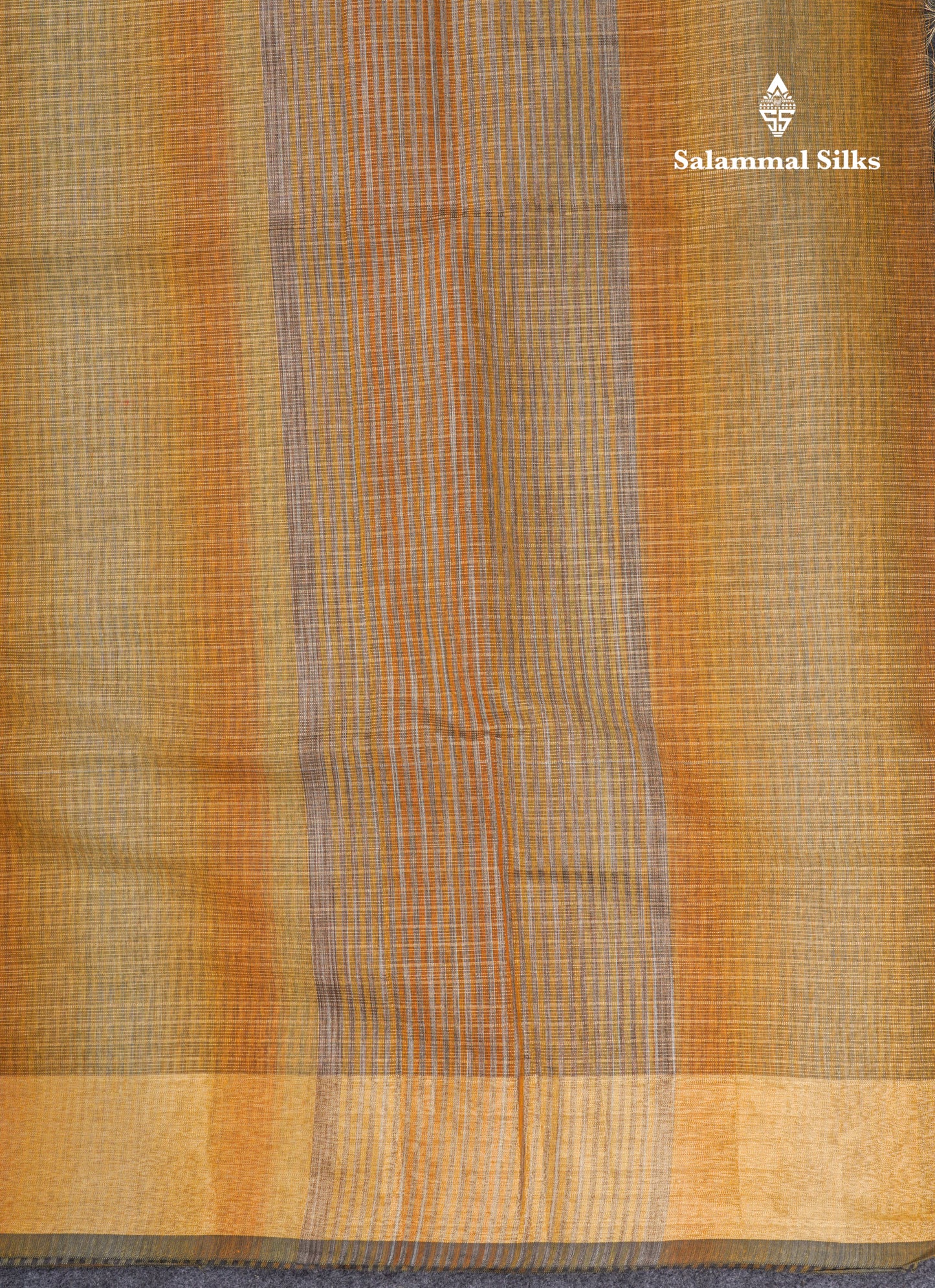 Mustard Yellow Silver Zari Lines Linen Cotton Mix Fancy Saree With Blouse