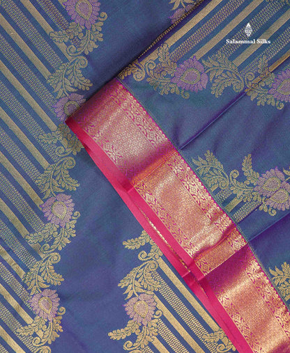Beautiful Dual Tone Peacock Blue Semi Silk Saree With Contrast Red Traditional Evening Morning Border