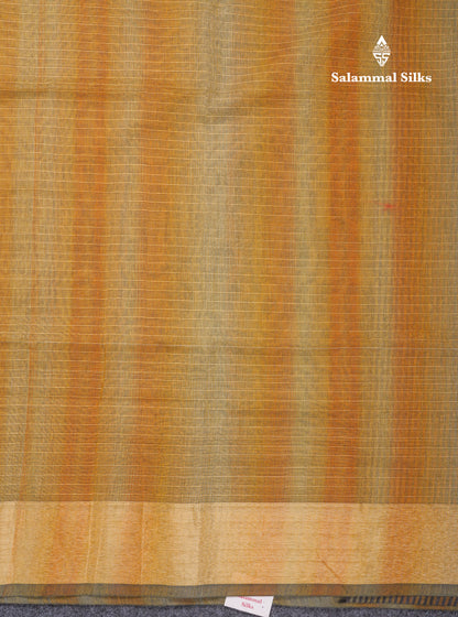 Mustard Yellow Silver Zari Lines Linen Cotton Mix Fancy Saree With Blouse