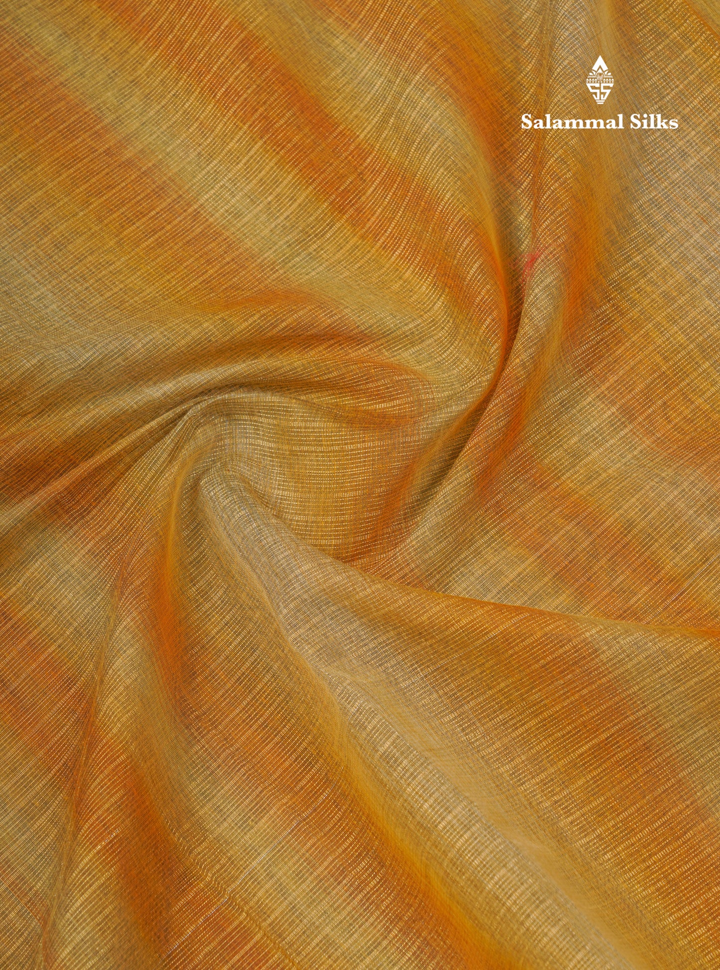 Mustard Yellow Silver Zari Lines Linen Cotton Mix Fancy Saree With Blouse