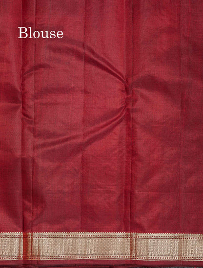 Pure Kanjivaram Silk Saree - Sapphire Green Colour Body Zari Buttas With Small Border