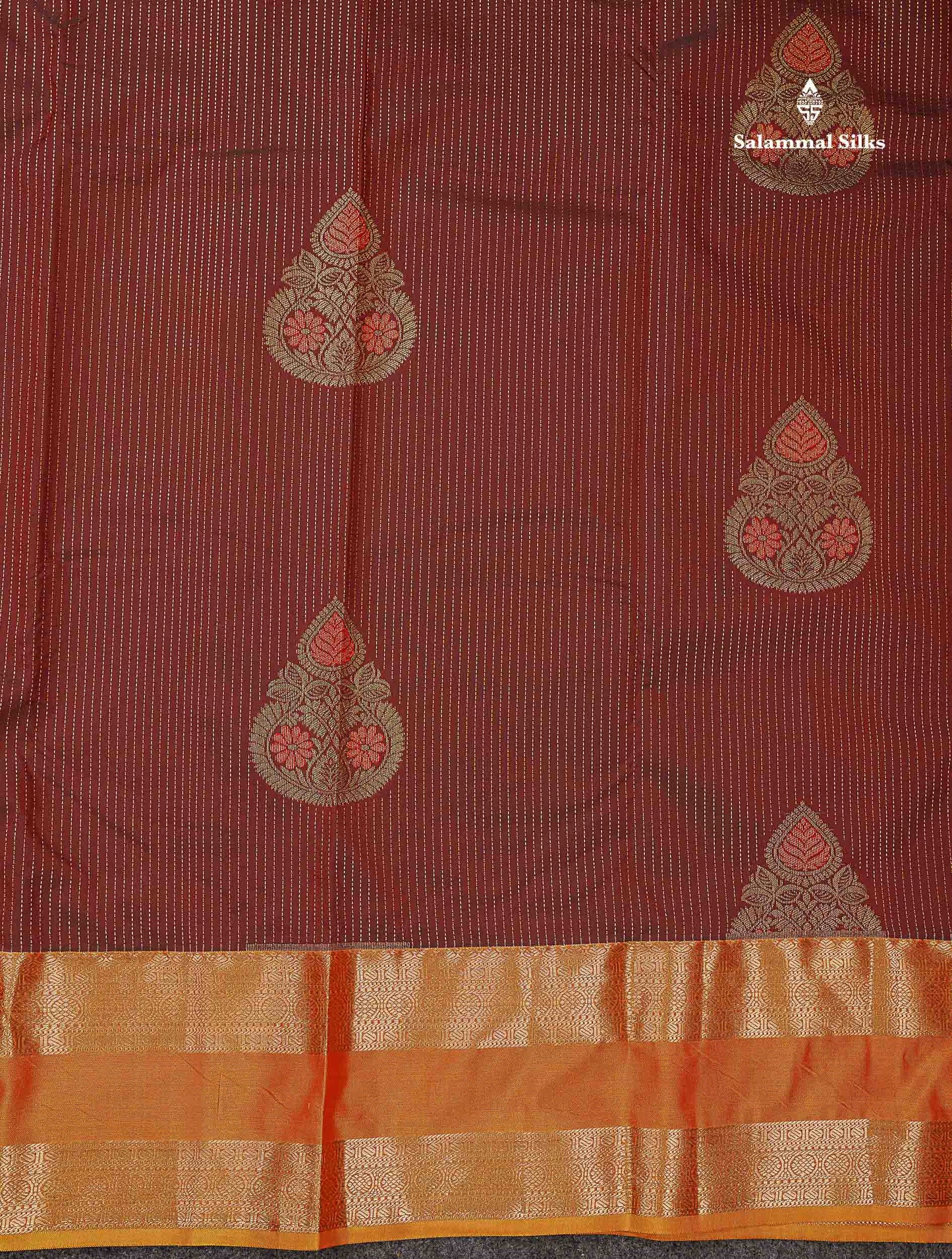 Beautiful Dual Tone Blueish Grey Zari Line With Butta Semi Silk Saree With Contrast Manthulir Green Traditional Evening Morning Gap Border
