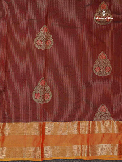 Beautiful Dual Tone Blueish Grey Zari Line With Butta Semi Silk Saree With Contrast Manthulir Green Traditional Evening Morning Gap Border