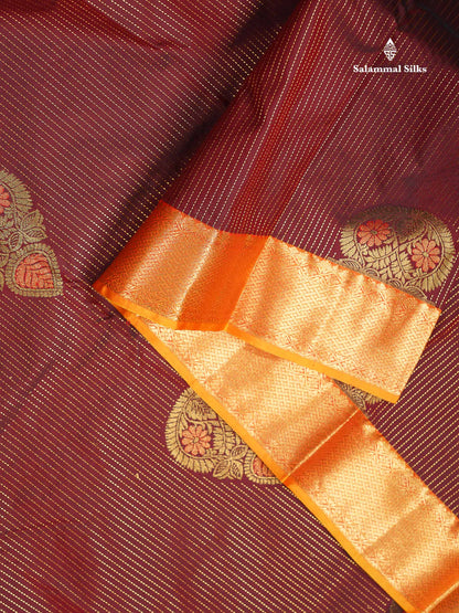 Beautiful Dual Tone Blueish Grey Zari Line With Butta Semi Silk Saree With Contrast Manthulir Green Traditional Evening Morning Gap Border