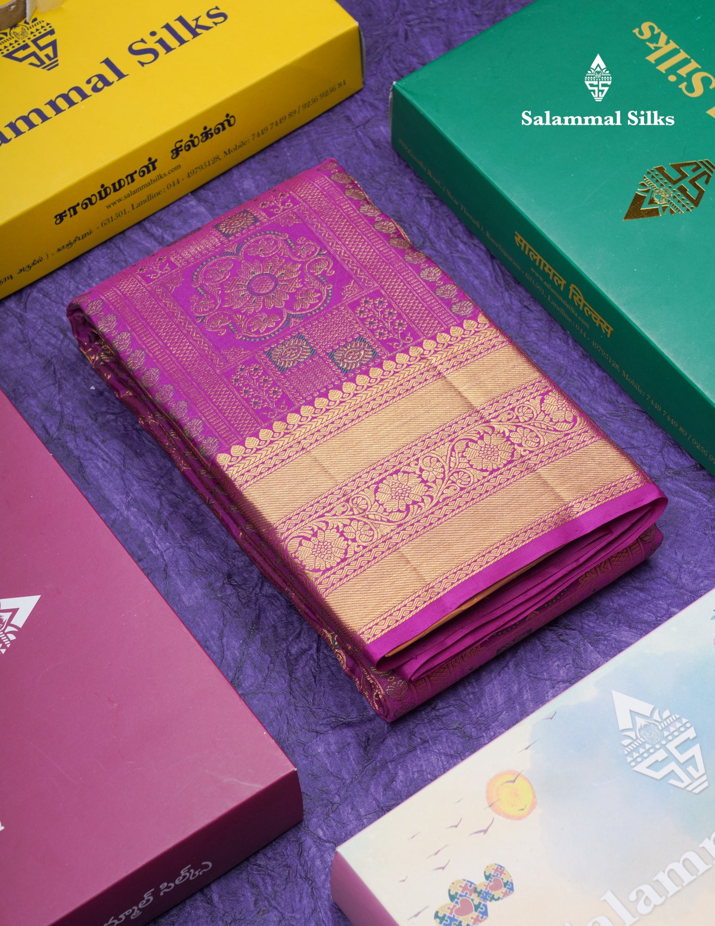Purple Beautiful Menakari Work Bridal Pure Kanjivaram Silk Saree With Traditional Border