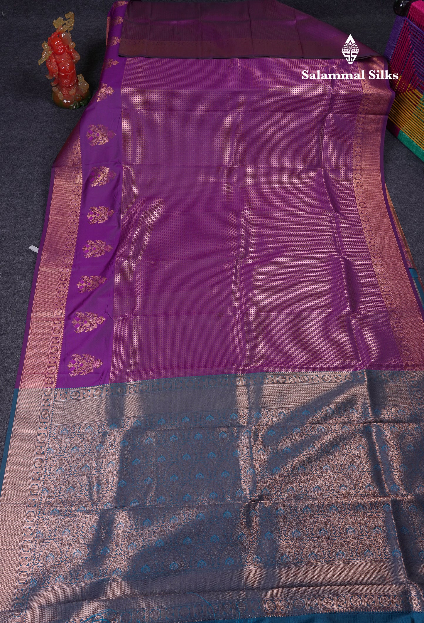 Beautiful Dual Tone Pink Semi Silk Saree With Contrast Peacock Green Blouse