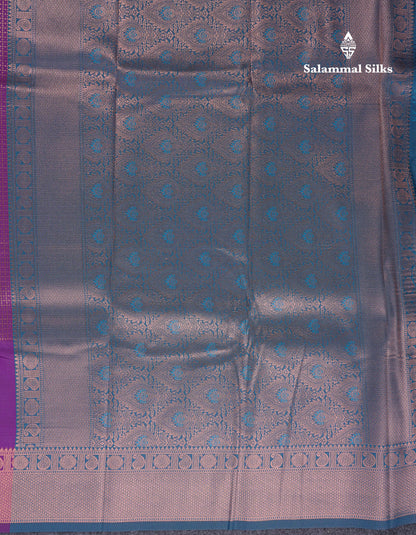 Beautiful Dual Tone Pink Semi Silk Saree With Contrast Peacock Green Blouse