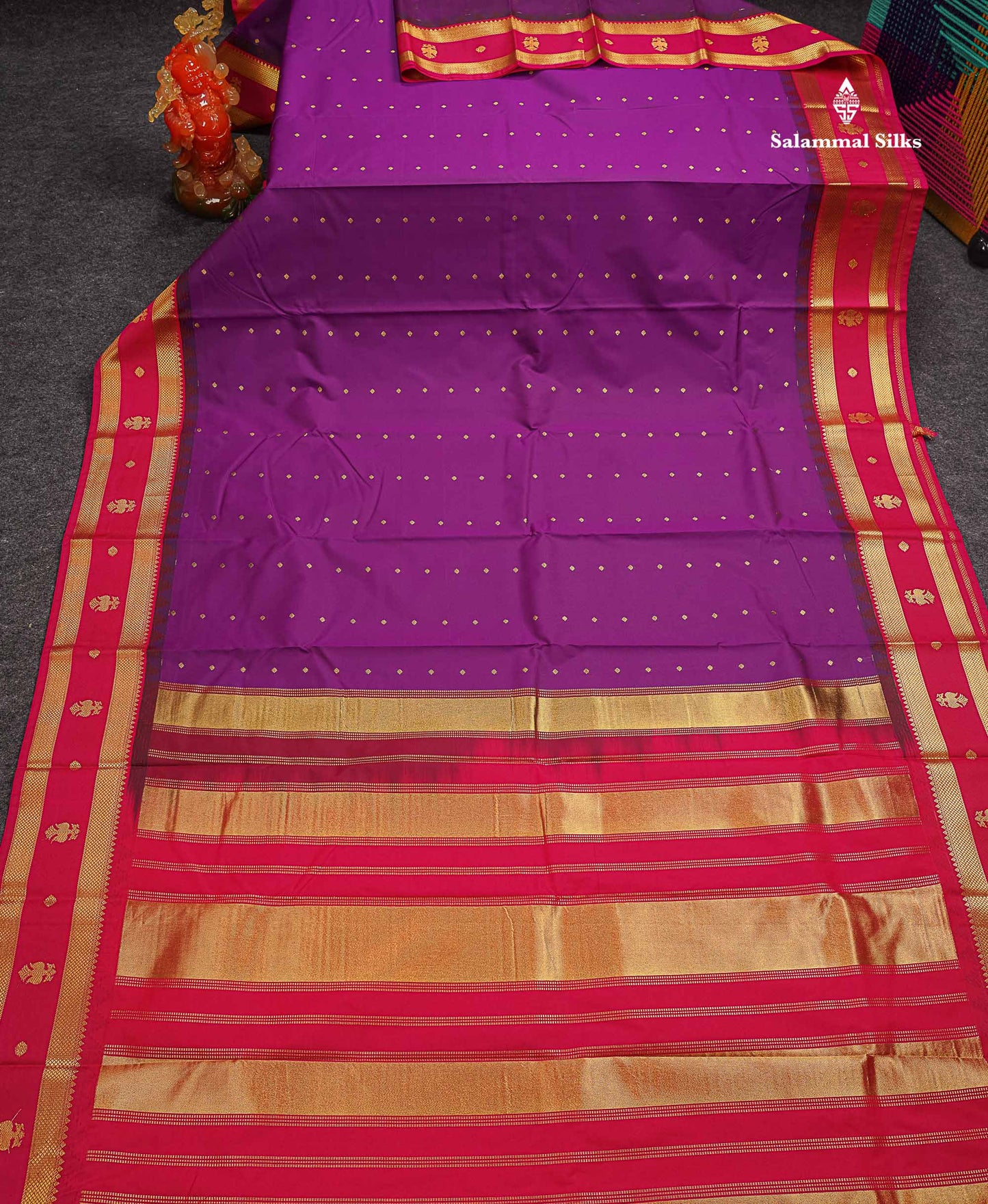 Beautiful Bottle Green Small Zari Buttas Semi Silk Saree With Contrast Pink Traditional Iruthalai Pakshi Gap Border