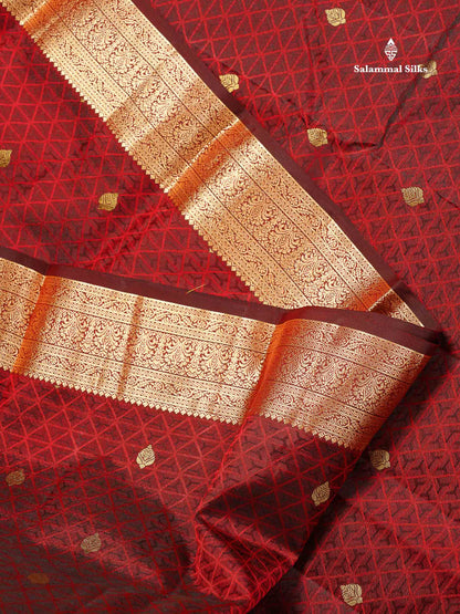 Pure Kanjivaram Silk Saree - Peacock Blue Colour Body Zari Buttas With Medium Border