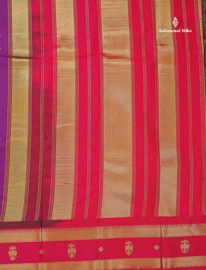 Beautiful Bottle Green Small Zari Buttas Semi Silk Saree With Contrast Pink Traditional Iruthalai Pakshi Gap Border