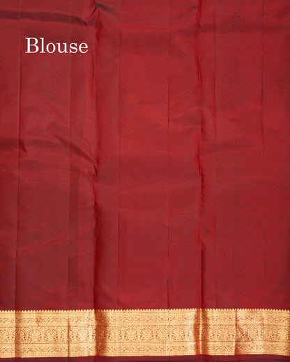 Pure Kanjivaram Silk Saree - Peacock Blue Colour Body Zari Buttas With Medium Border