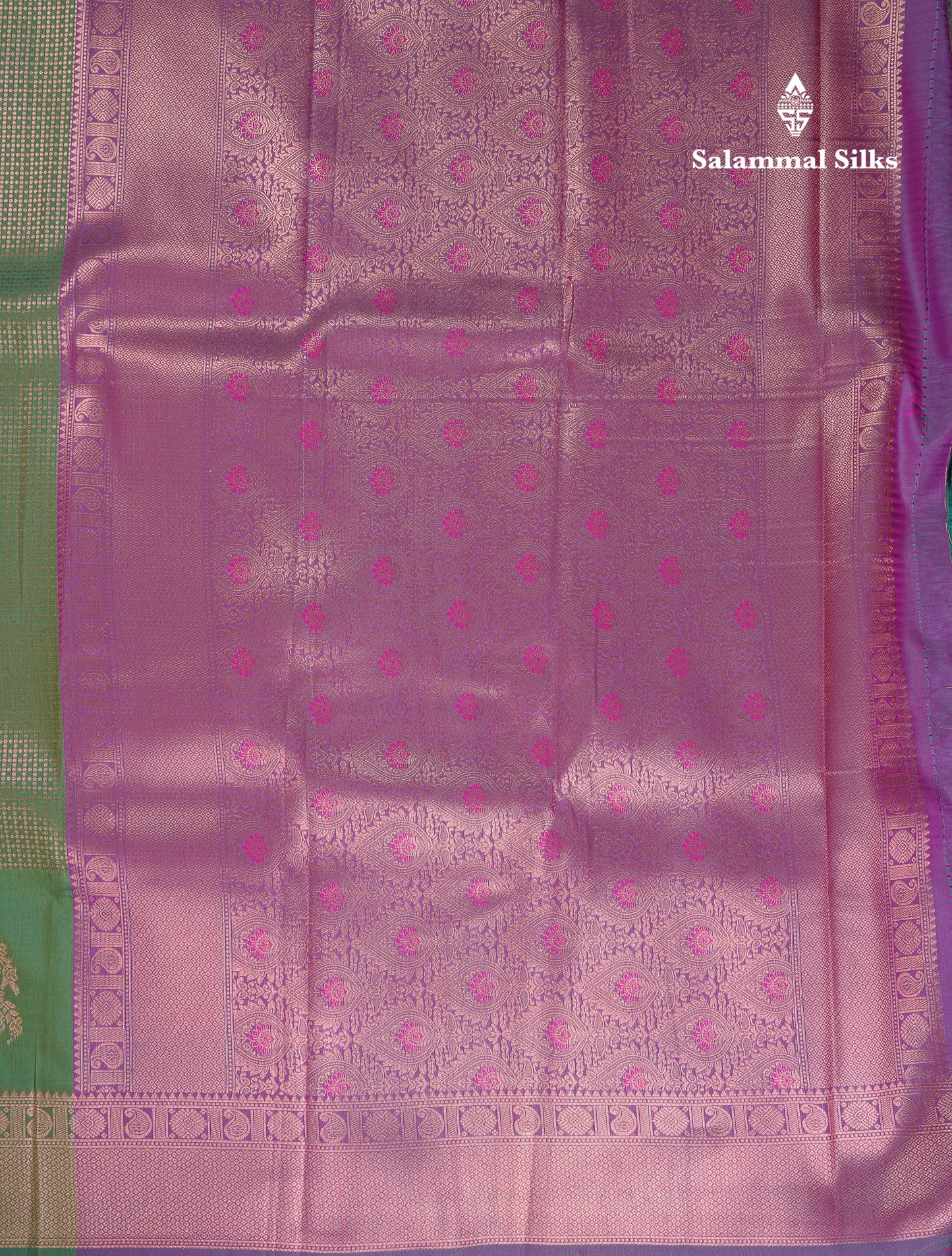 Beautiful Dual Tone Pink Semi Silk Saree With Contrast Peacock Green Blouse