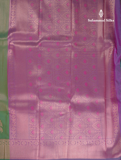 Beautiful Dual Tone Pink Semi Silk Saree With Contrast Peacock Green Blouse