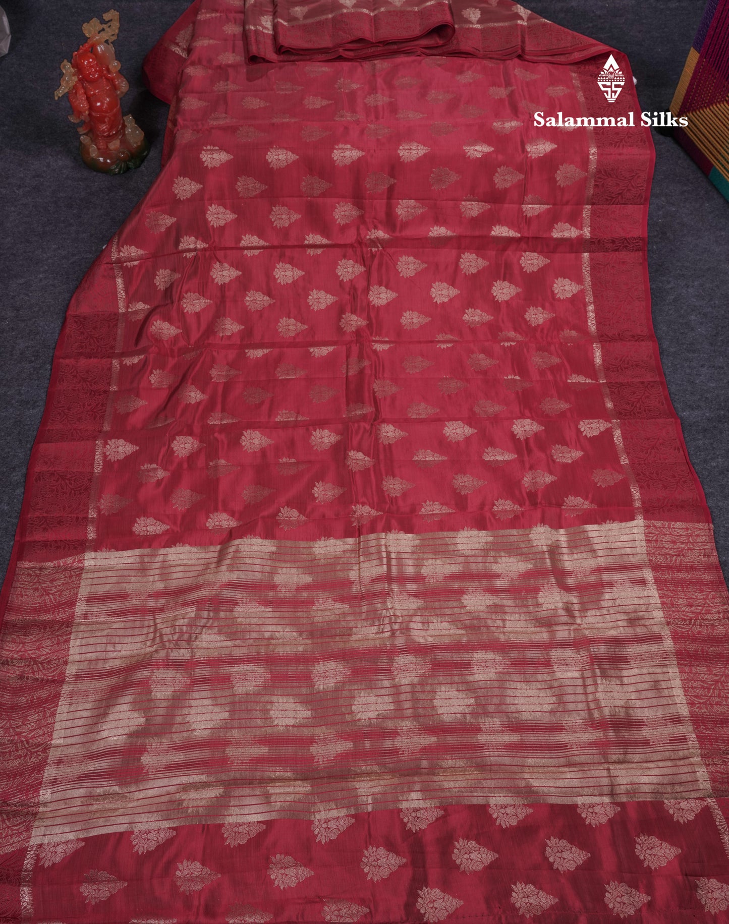 Beautiful Dark Magenta Semi Raw Silk Saree With Fancy Border