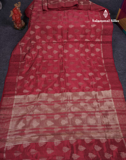 Beautiful Dark Magenta Semi Raw Silk Saree With Fancy Border