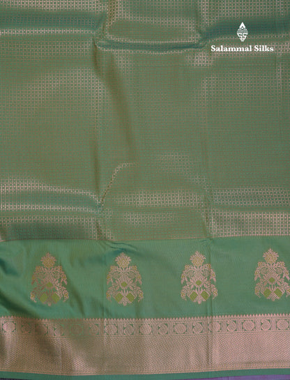 Beautiful Dual Tone Pink Semi Silk Saree With Contrast Peacock Green Blouse
