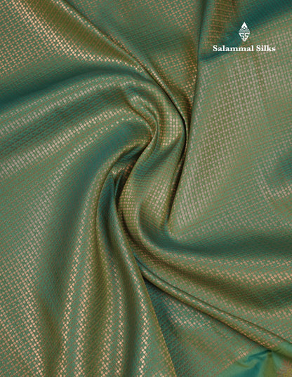 Beautiful Dual Tone Pink Semi Silk Saree With Contrast Peacock Green Blouse