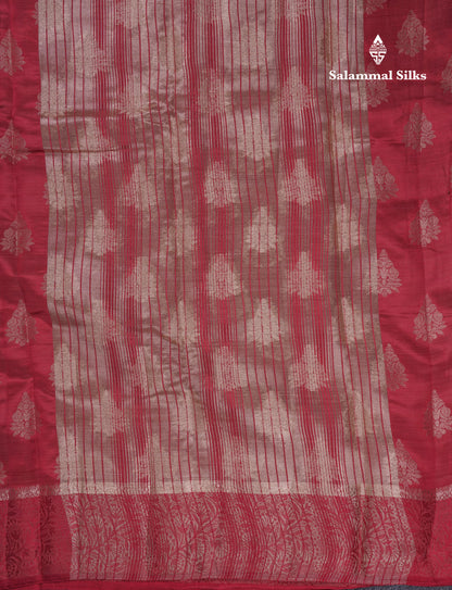 Beautiful Dark Magenta Semi Raw Silk Saree With Fancy Border