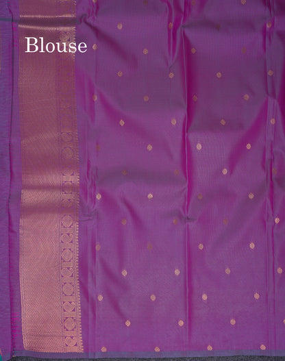 Beautiful Dual Tone Pink Semi Silk Saree With Contrast Peacock Green Blouse