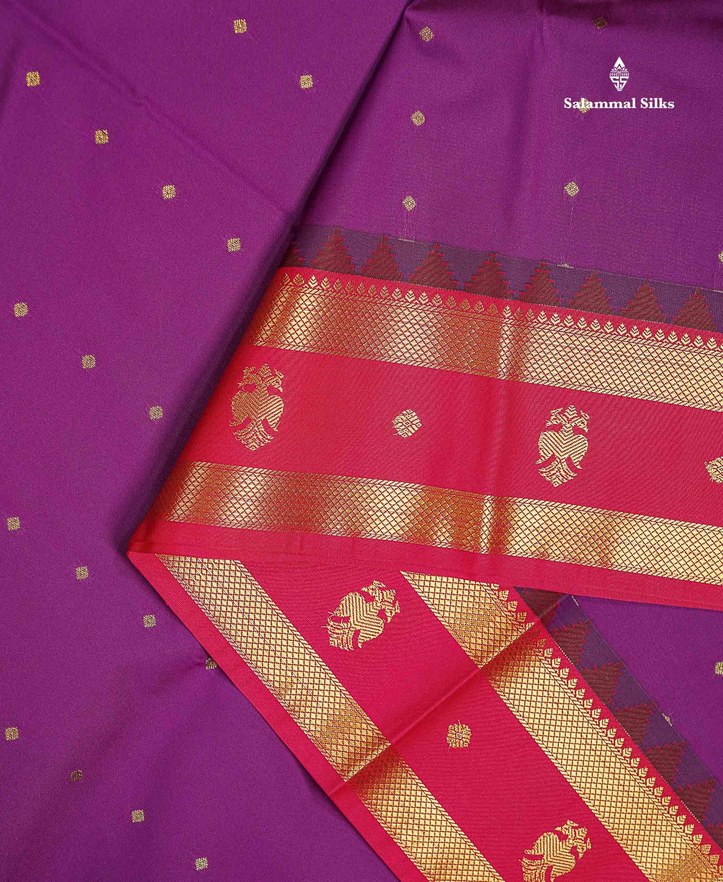 Beautiful Bottle Green Small Zari Buttas Semi Silk Saree With Contrast Pink Traditional Iruthalai Pakshi Gap Border
