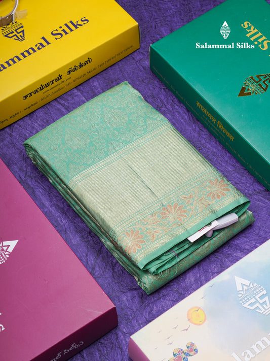 Beautiful Elaichi Green Bridal Pure Kanjivaram Silk Saree With Self Border