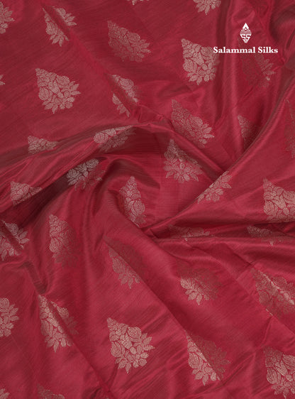 Beautiful Dark Magenta Semi Raw Silk Saree With Fancy Border