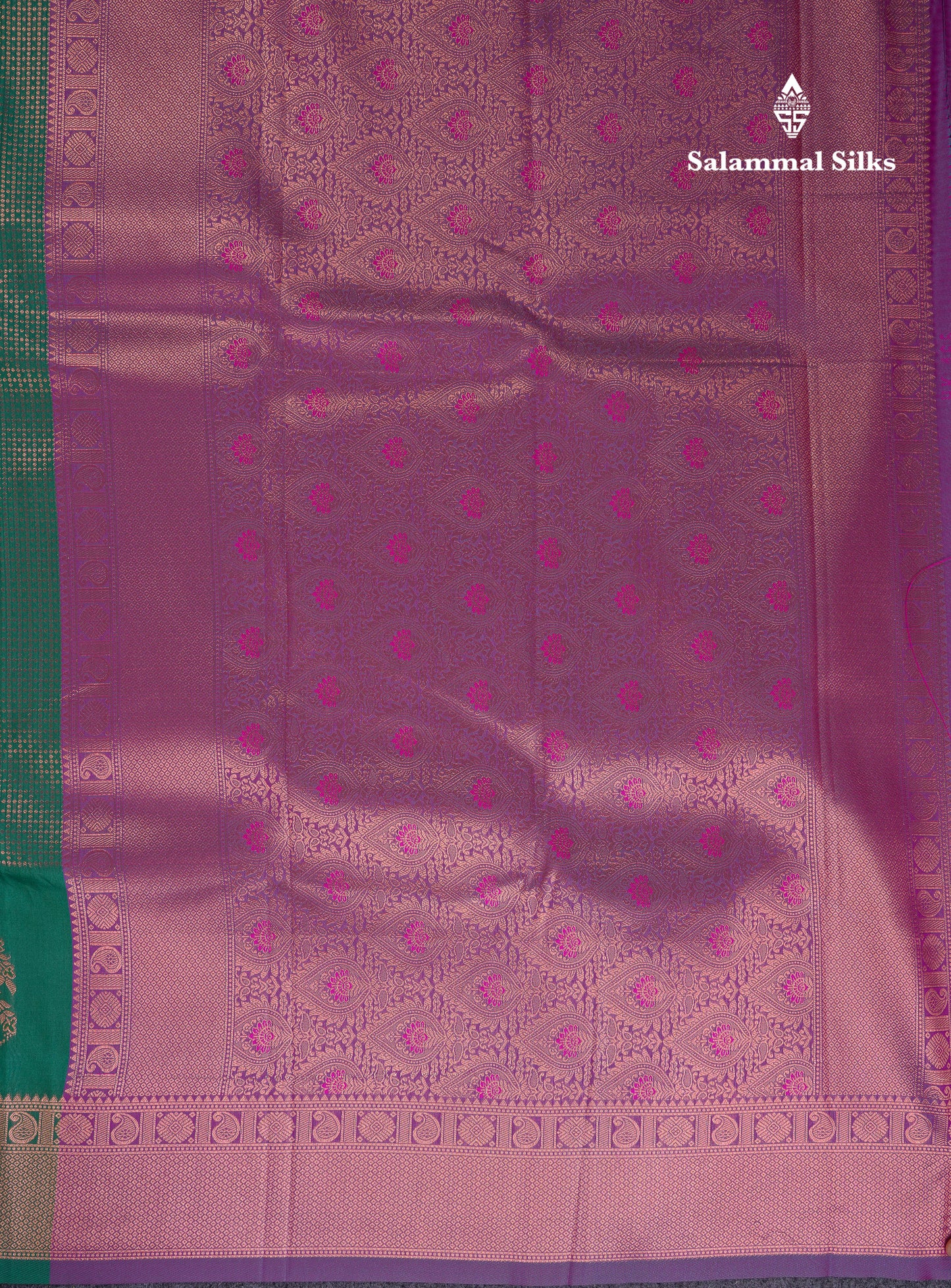 Beautiful Dual Tone Pink Semi Silk Saree With Contrast Peacock Green Blouse