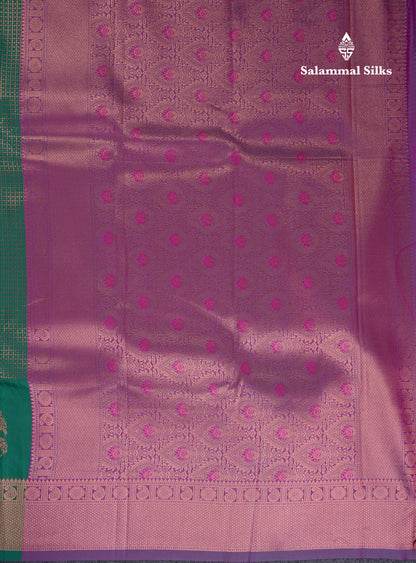 Beautiful Dual Tone Pink Semi Silk Saree With Contrast Peacock Green Blouse