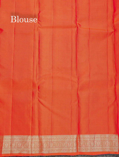 Pure Kanjivaram Silk Saree - Peacock Blue Colour Body Zari Buttas With Medium Border