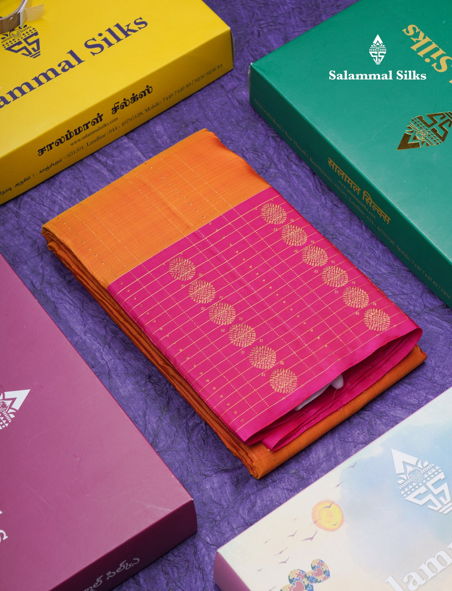 Dual Tone Mustard Yellow Fancy Pure Kanjivaram Silk Saree With Contrast Pink One Side Border