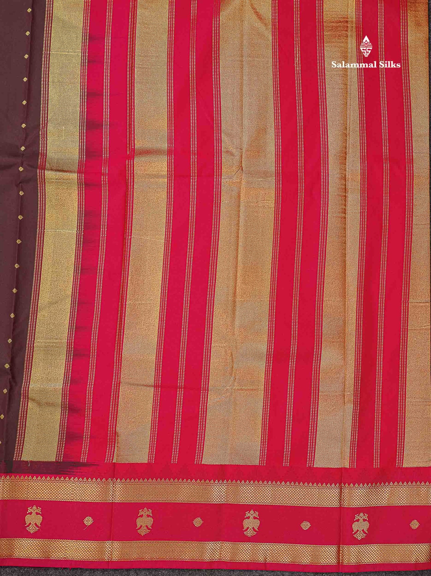 Beautiful Bottle Green Small Zari Buttas Semi Silk Saree With Contrast Pink Traditional Iruthalai Pakshi Gap Border