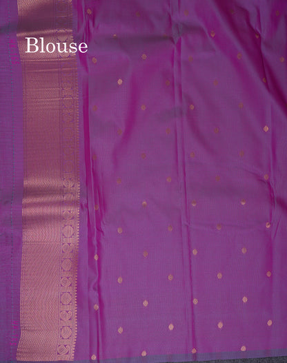 Beautiful Dual Tone Pink Semi Silk Saree With Contrast Peacock Green Blouse