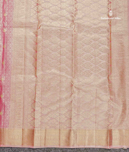 Pure Kanjivaram Silk Saree - Peacock Blue Colour Body Zari Buttas With Medium Border