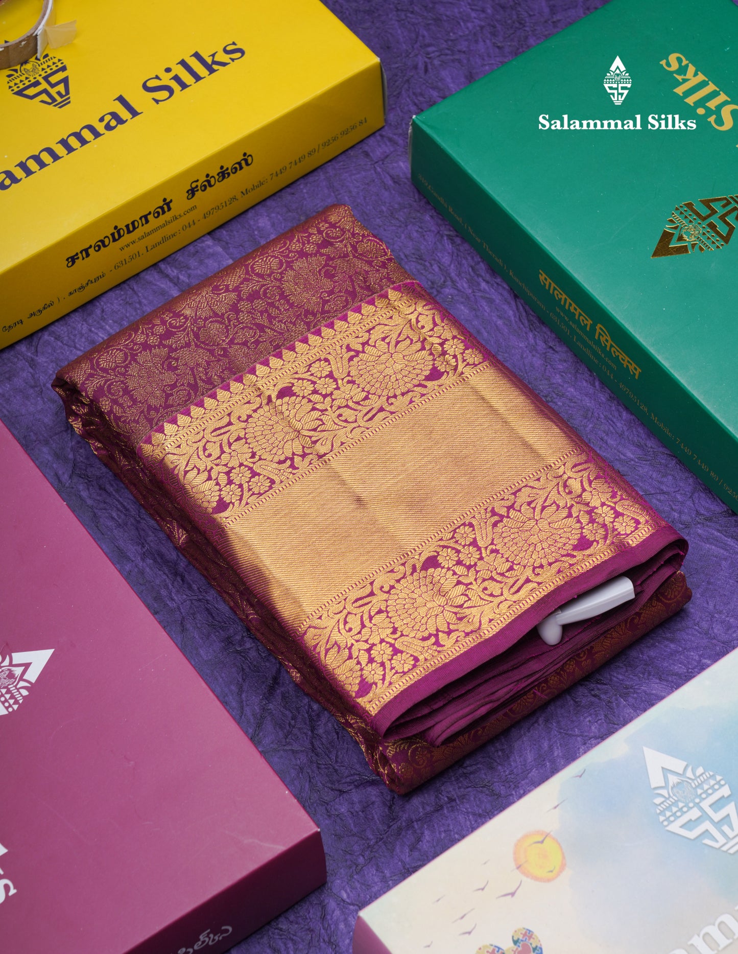 Magenta Beautiful Bridal Pure Kanjivaram Silk Saree With Traditional Evening Morning Border