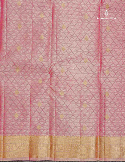 Pure Kanjivaram Silk Saree - Peacock Blue Colour Body Zari Buttas With Medium Border