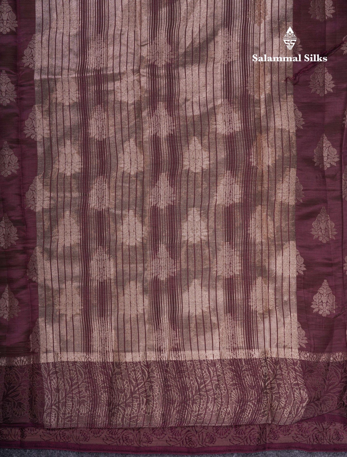 Beautiful Dark Magenta Semi Raw Silk Saree With Fancy Border
