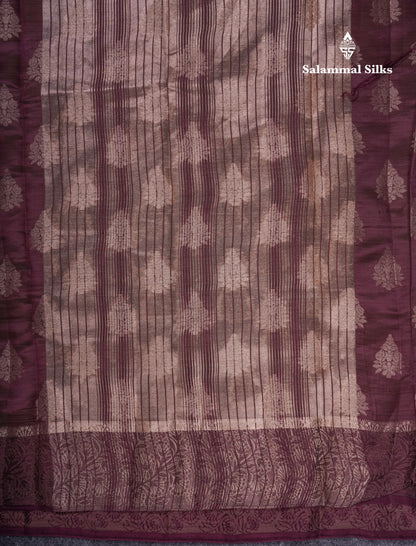Beautiful Dark Magenta Semi Raw Silk Saree With Fancy Border